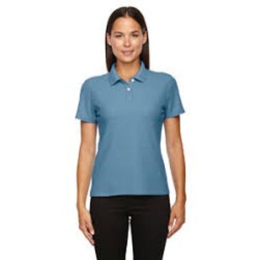 Devon & Jones Womens Blue Cotton Short Sleeve Collared Casual Polo Shirt Sz 2XL